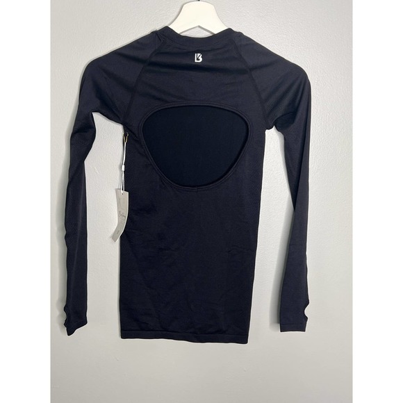 Buffbunny Synergy Long Sleeve Cutout Back Seamless Workout Top Black Size XS - Picture 10 of 13